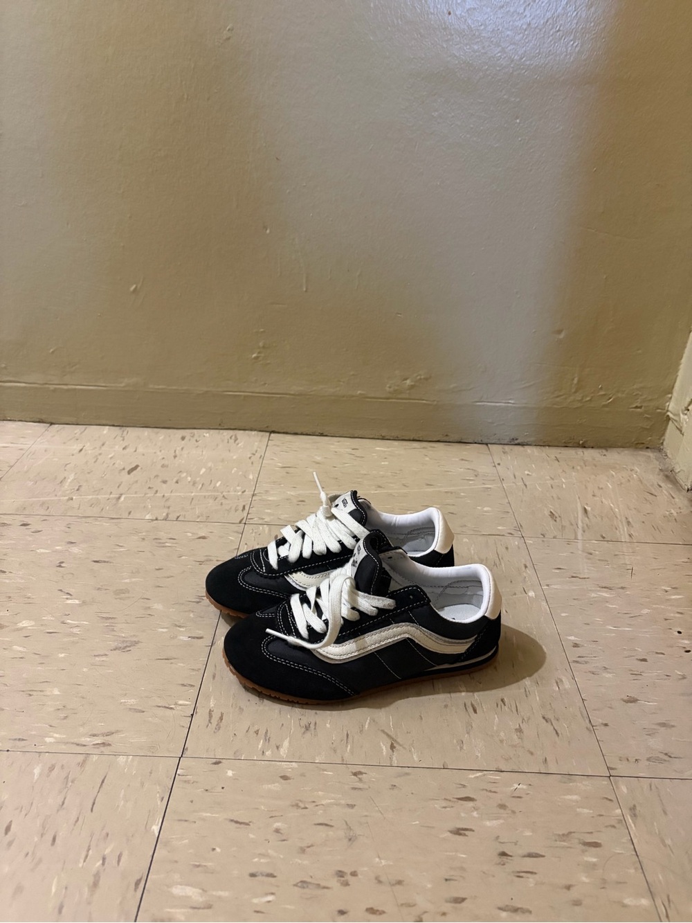 Kids Black and White Lace-Up Sneakers Big Kids Super Lowpro Shoe black